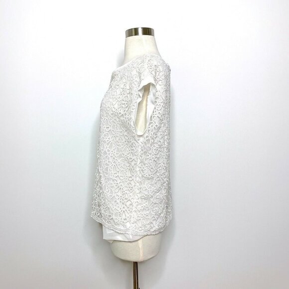 NWT Conrad C Collection White Lace Overlay Top Sma - Picture 2 of 7